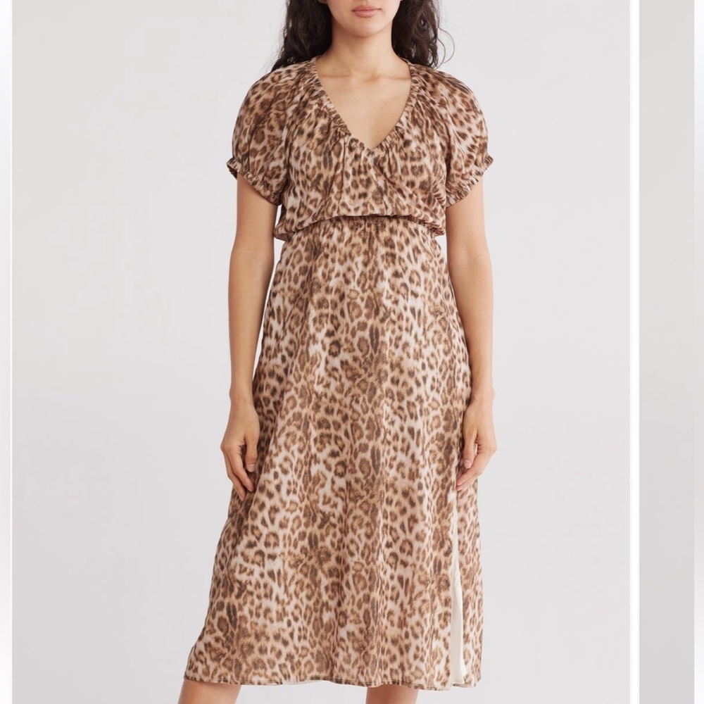 Steve Madden Brown Leopard Print Midi Dress